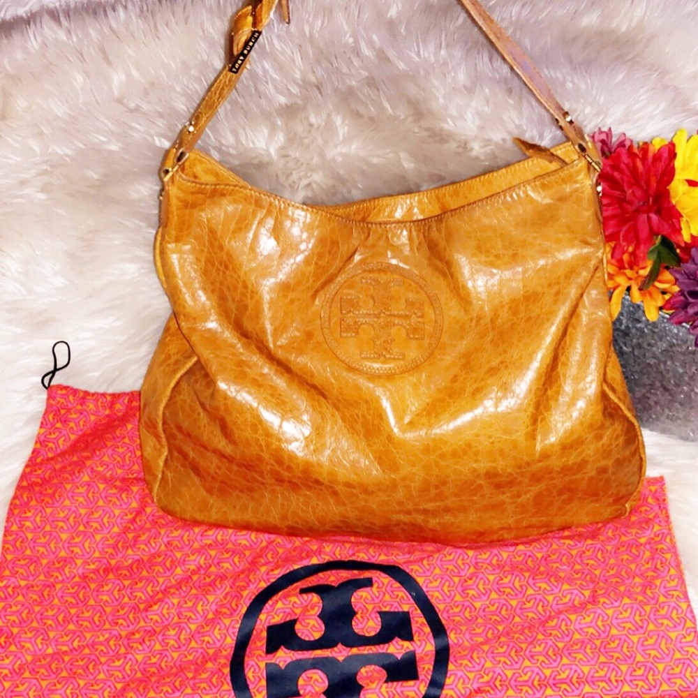 Tory Burch Mustard Yellow Leather Hobo Bag